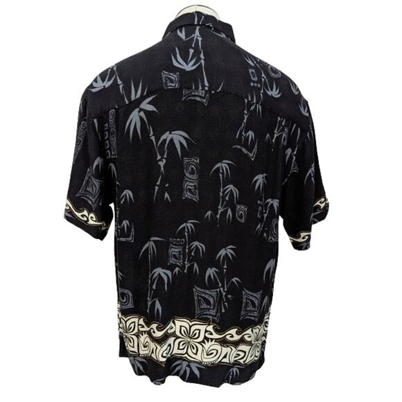 Mens Vintage Silver Edition QUICKSILVER Black Hawaiian Shirt Size LARGE - Picture 2 of 4